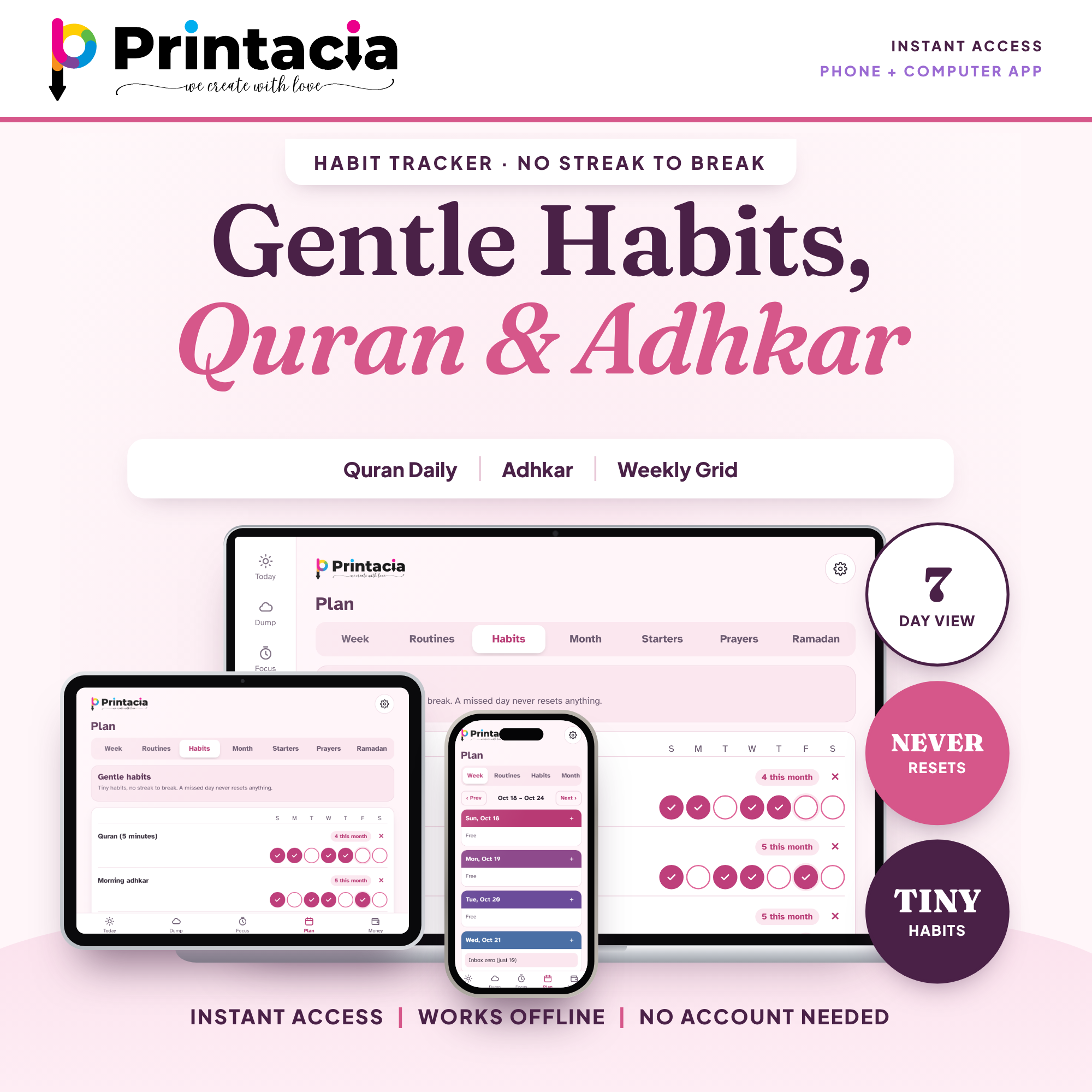Islamic ADHD Planner App | Muslim Daily Planner with Prayer Tracker, Ramadan 2027 & Budget | iPhone, Android, and PC
