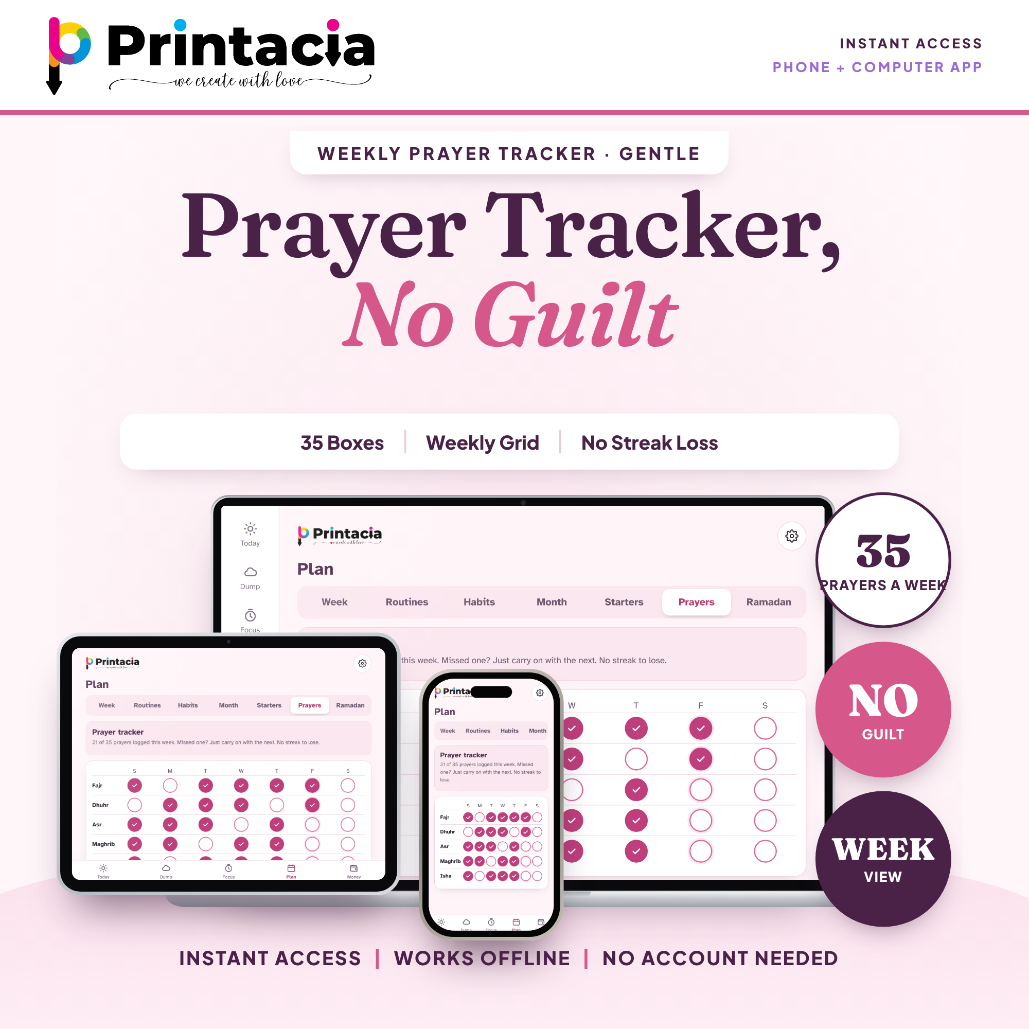 Islamic ADHD Planner App | Muslim Daily Planner with Prayer Tracker, Ramadan 2027 & Budget | iPhone, Android, and PC